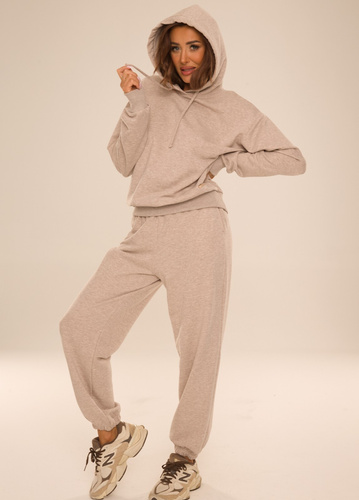 De Lafense Dune 075 chándal de mujer de algodón sudadera con capucha pantalón beige melange