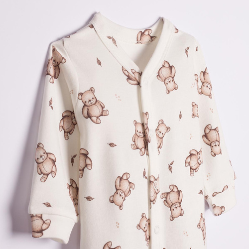 227031 Nicol BENEK Pijama enterizo para bebé 100% algodón crema con ositos