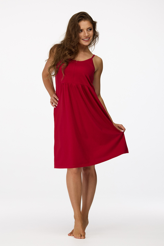 no. 26 Camisón de embarazo Senizo granate 100% algodón, cremallera de lactancia, tirantes