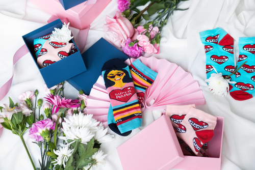 K89S Calcetines para pies Super Mama Italian Fashion - azul marino/colores