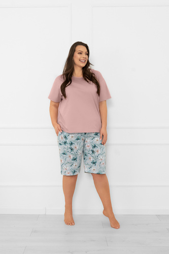 Pijama señora Perlis - manga corta, pantalón corto, algodón Moda Italiana