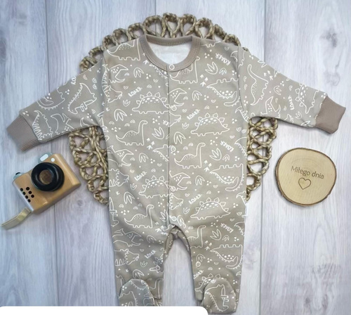 Mamatti PA16540 Pijama para bebé de algodón con dinosaurios, manga larga