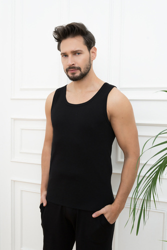 Paco Chaleco hombros anchos Hombre Moda Italiana - negro