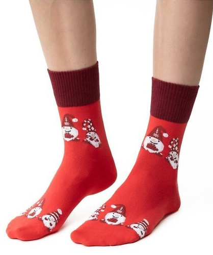ARTE.136 Calcetines de Navidad para mujer Steven rojo 148- algodón, cálido, patrón de invierno