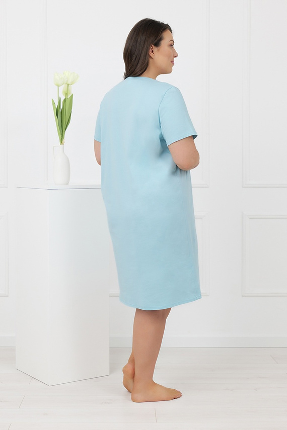 Hemaria Italian Fashion camisa de noche de algodón para mujer talla plus turquesa
