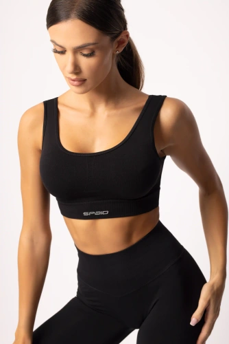 SPAIO Flex 2.0 sujetador deportivo sin costuras negro - soporte estable y comodidad