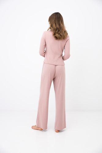 Sensis Alira Pijama larga de mujer gris con botones y tejido acanalado