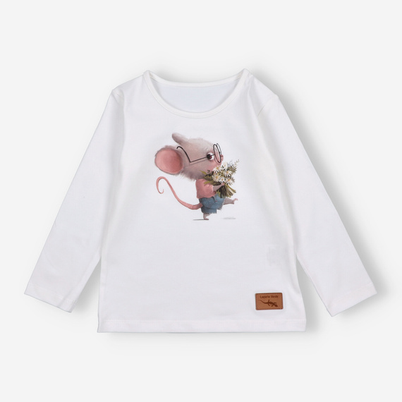 KAR-3008 Blusa de manga larga para niña Lagarto Verde ecru - elegante, algodón, producción polaca