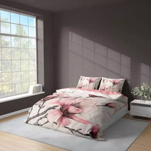5433 Una ropa de cama de microfibra 3D con flores de magnolia en polvo - Detexpol