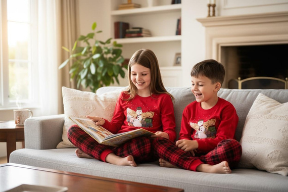 594/185 592/185 Pijama de invierno Cornette para niña - Navidad, rojo, algodón