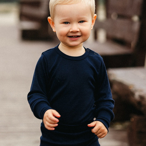 Body niño Eevi merino azul marino - lana merino, termorregulador