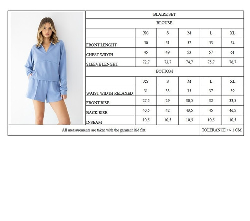 Conjunto mujer Sensis Blaire azul – sudadera polo y shorts modal
