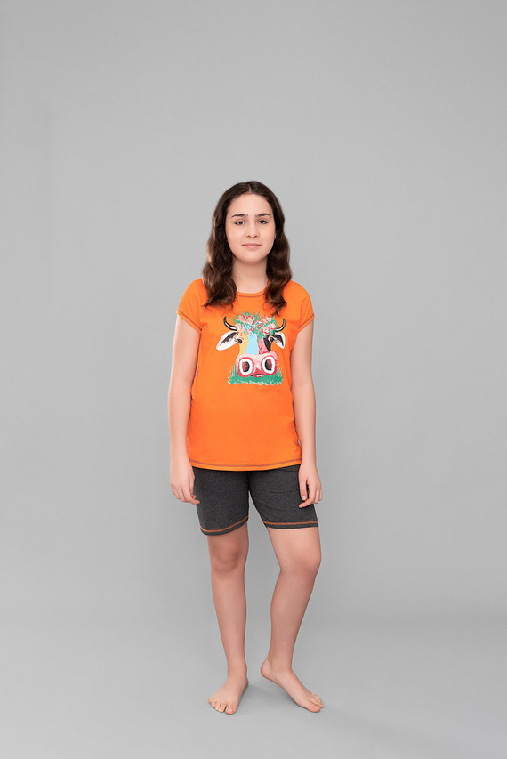 Pijama de niña Blonde Italian Fashion - naranja/melange oscuro