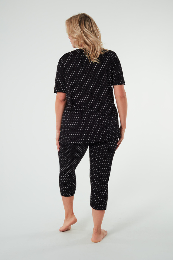 Puntini Pijama de manga corta para mujer, pantalón 3/4 Moda Italiana - negro