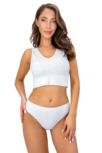 Calzoncillos brasileños 270 Donna blancas de algodón con encaje, cómodas brasileñas