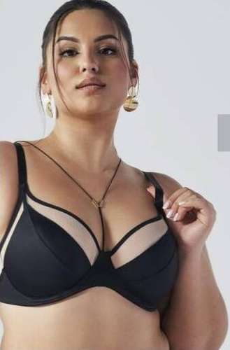 2135 Ava sujetador semiblando con relleno - negro