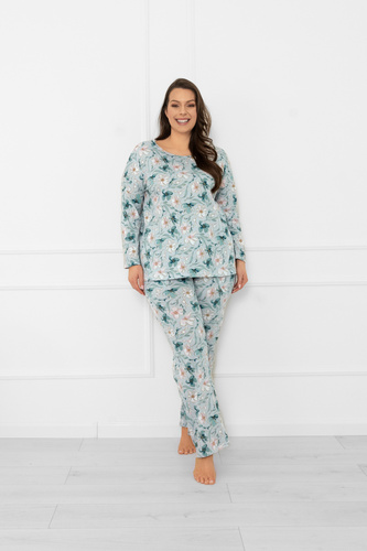 Pijama de mujer Sequoia - algodón, manga larga y pantalón, estampado floralModa Italiana