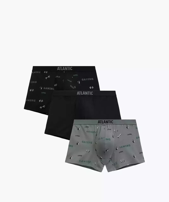 Calzoncillos bóxer para hombre 3MH-223/25 algodón negro-caqui, paquete de 3, corte cómodo