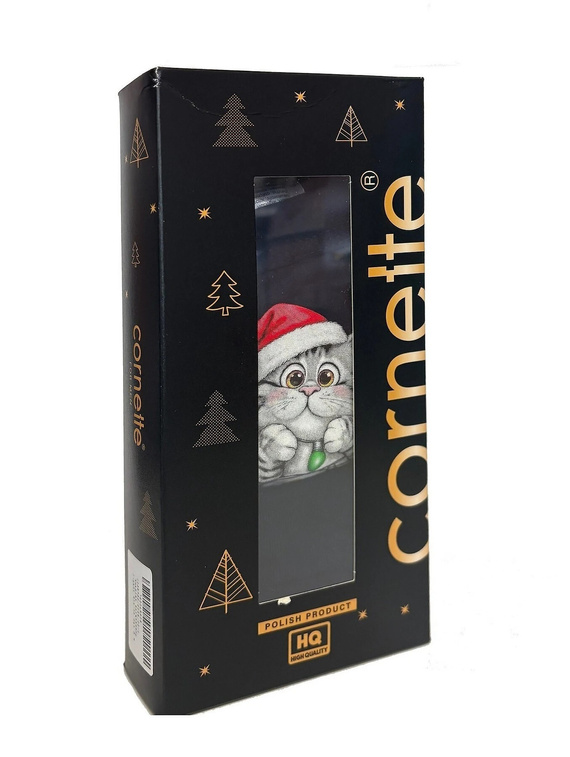Cornette Gift 914/05 conjunto masculino navideño bóxers y calcetines con gatito