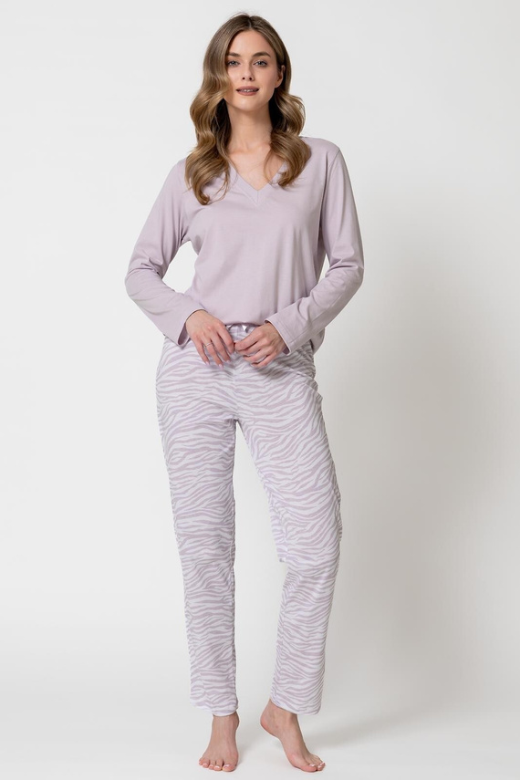 Leveza 1789 Petra Pijama Mujer 100% Algodón Manga Larga Lila