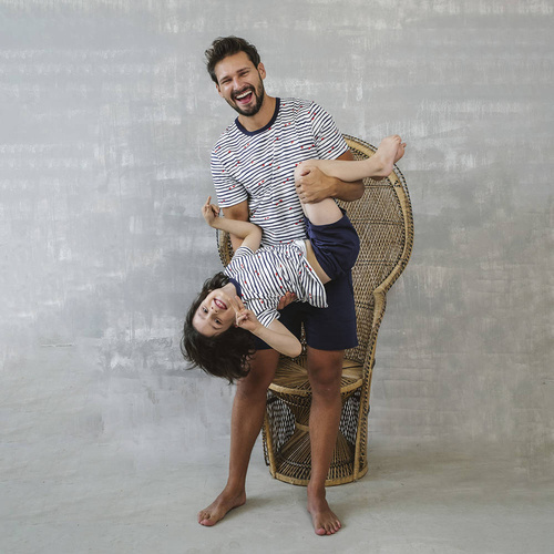 Korfu Pijama niño manga corta, pantalón Moda Italiana - estampado/verde