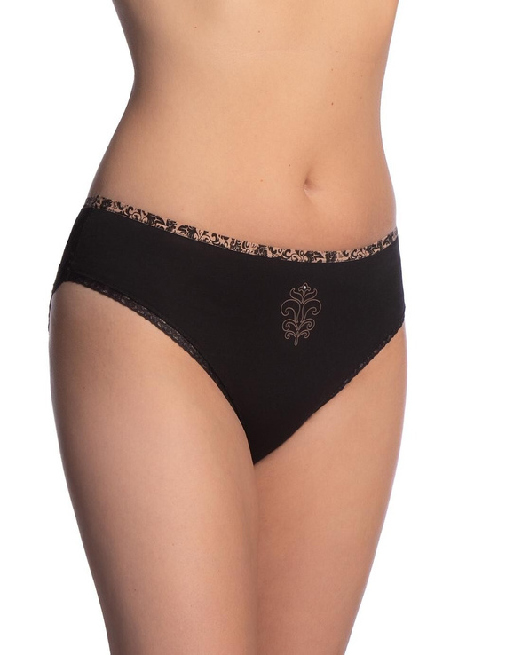 Lama L-1604 BI Braguitas Bikini de Algodón para Mujer Negro/Beige 2 unidades