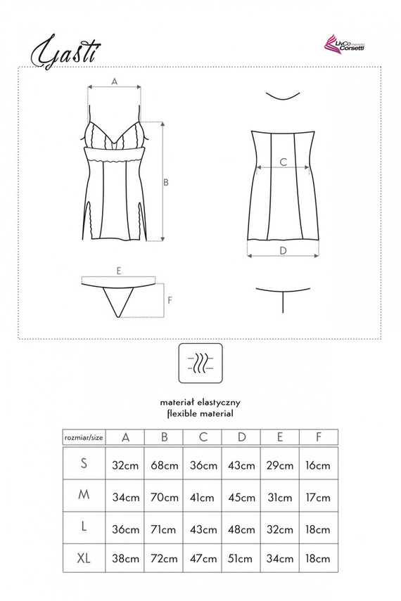 Yasti LC 13431 Conjunto, chemise y braga LivCo Corsetti Fashion