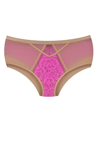 Mediolano Crazy Pink 19249 Braguitas completas de encaje beige y rosa