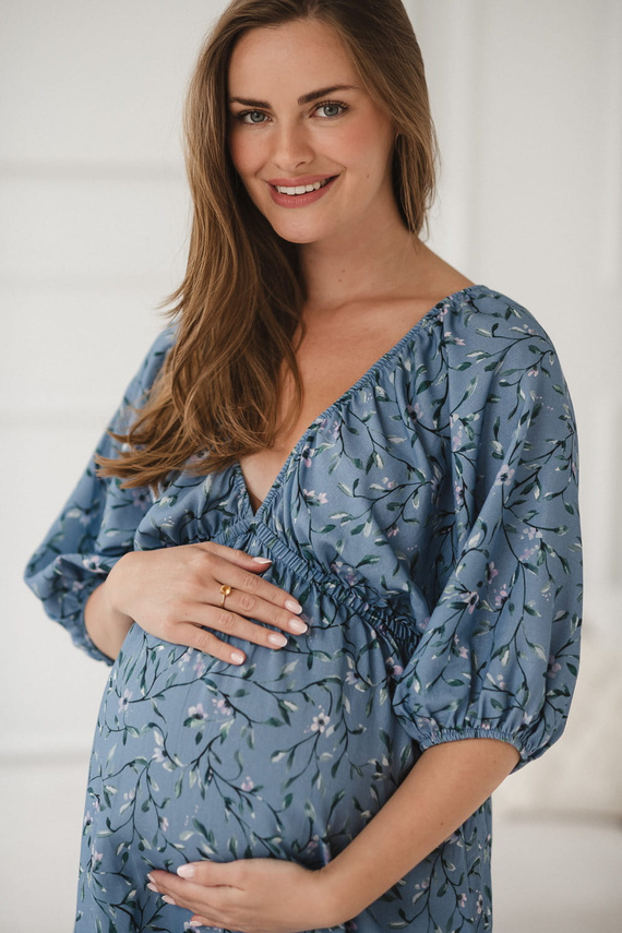 Milk Sun Vestido para el embarazo y la lactancia Milk&Love Vestido floral azul