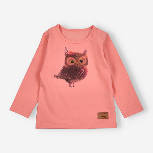 KAR-3001 Blusa de manga larga para niña Lagarto Verde salmón - elegante, algodón, producción polaca