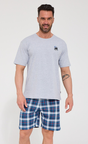 Cornette Grizzly 2 326/340 Pijama de algodón para hombre con manga corta gris