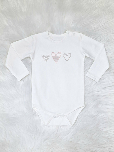 Bambarillo Tres Corazones body crudo para bebé - algodón, punto elástico, perfecto para el chándal "OSO