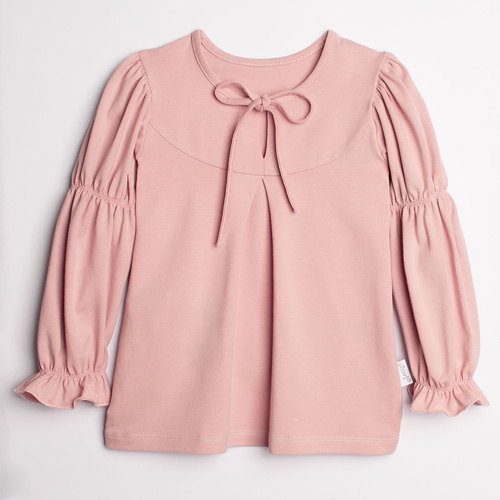 Blusa niña Nicol 220140 rosa algodón elegante con lazo