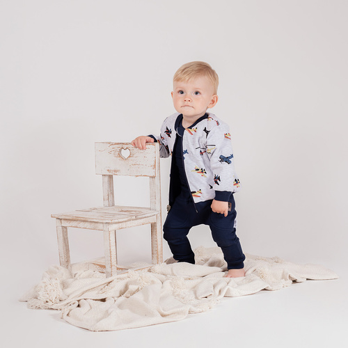 219287 Willy chaqueta sudadera reversible Nicol - azul marino y gris con aviones