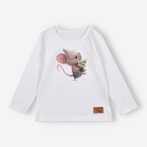 KAR-3008 Blusa de manga larga para niña Lagarto Verde ecru - elegante, algodón, producción polaca