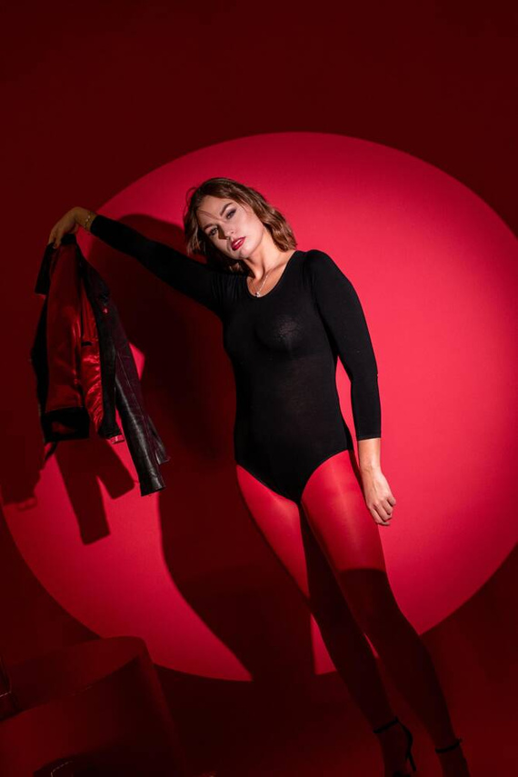 805 Chloe Body de manga larga para mujer de De Lafense - negro