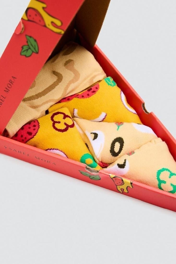 Ysabel Mora 17502 Calcetines Unisex 3 Pares de Algodón Pizza para Regalo