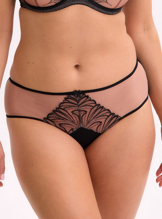 Gaia GFP 1312 Imani negro beige - braguita de bikini clásica, bordada, de microfibra y malla