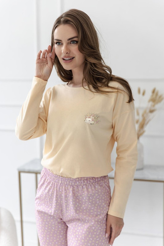 Pijama de mujer Taro Marigold 3617 color mantequilla 100% algodón manga larga