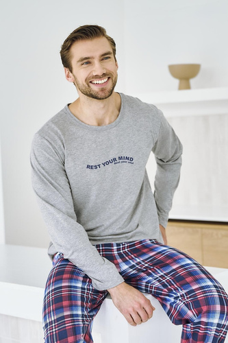 Pijama de hombre Franco 3478 Taro gris - algodón, manga larga, comodidad y estilo