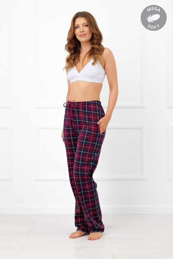 Italian Fashion Alana Pantalones largos de mujer de algodón Mega Soft a cuadros