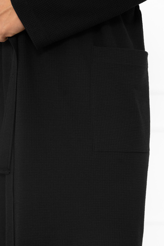 Bata de hombre Bono Italian Fashion negra - con cinturón, estampado en relieve, elegante y cómoda