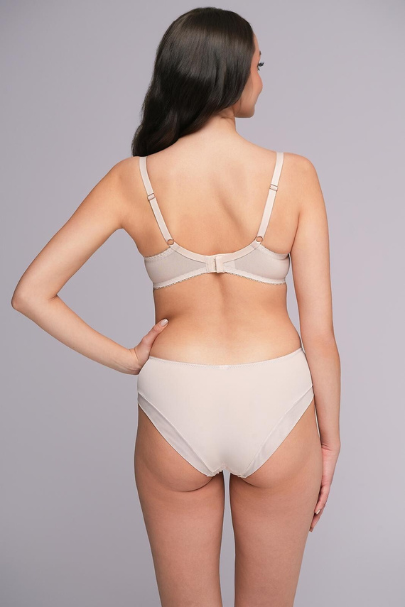 2256 Sujetador media copa Ava beige - Efecto push up, Escote perfecto, Microfibra lisa + Encaje | Diseño K-2256