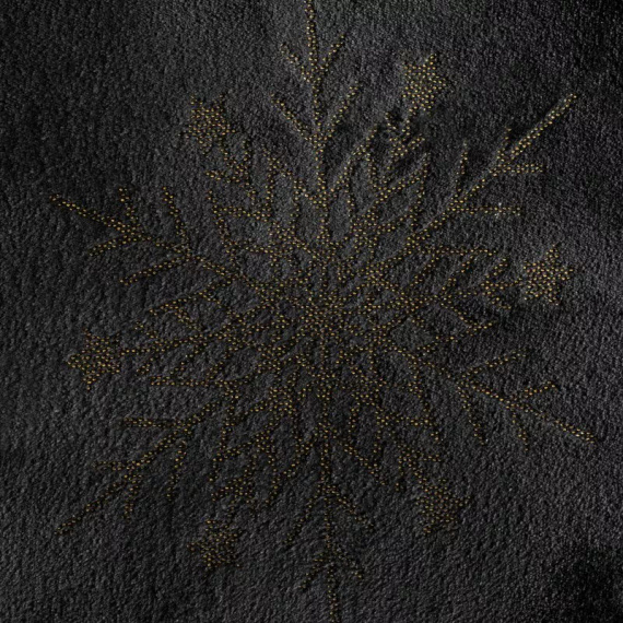 Eurofirany Manta de Navidad copos de nieve oro negro - colcha de microfibra suave, 240 g/m²