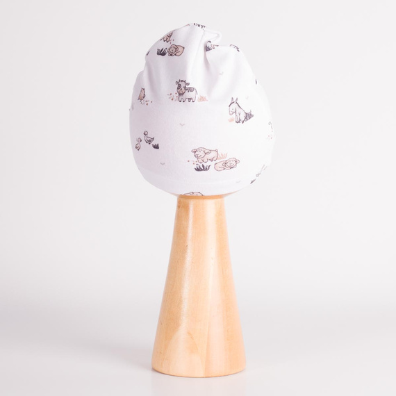 228054 Nicol FARMA Gorro para bebé 100% algodón animales crema