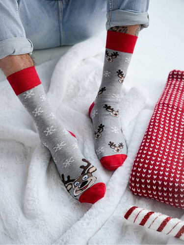 1290.039 Calcetines de Navidad Reno Milena - No emparejar, Melange claro