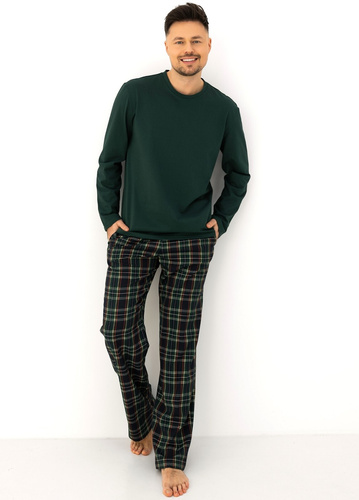 Sensis Logan pijama hombre 100% algodón pantalón verde a cuadros