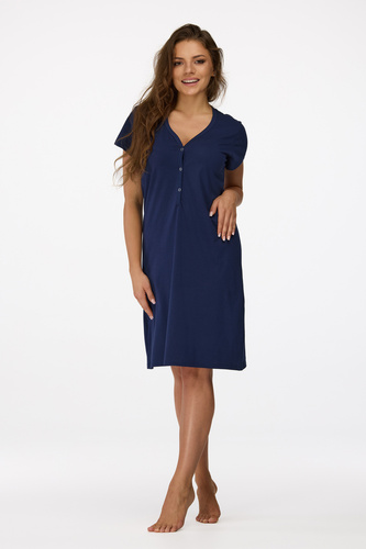 no. 16 Camisón de embarazada Senizo azul marino - 100% algodón, manga corta, lactancia abotonada