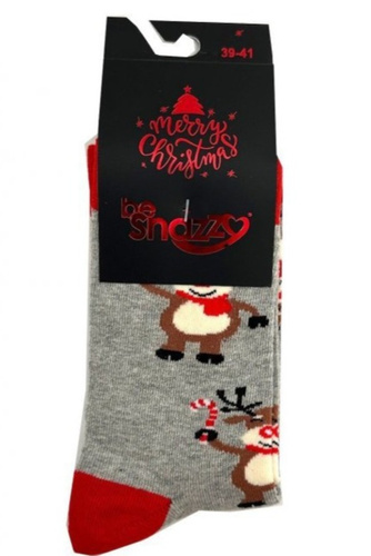 SKCH01 Be Snazzy calcetines de Navidad ceniza claro 6- algodón, estampado, costuras planas