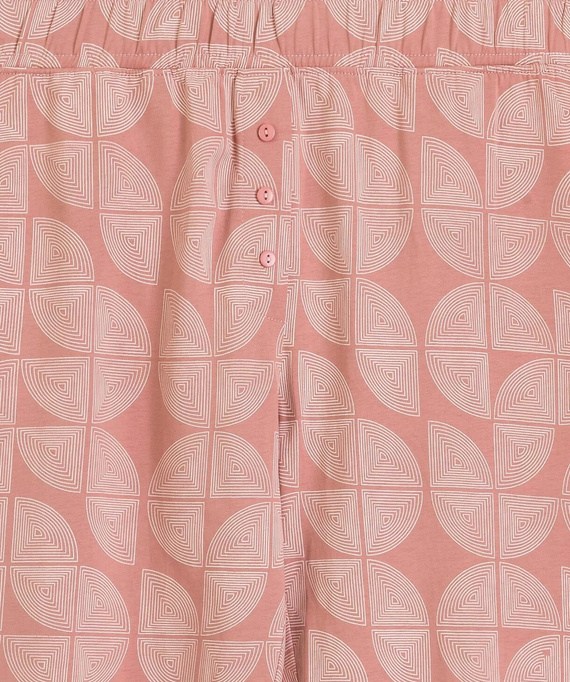 Atlantic NLP-522 Pijama larga para mujer 100% algodón Pantalones con estampado rosa